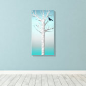 Winter Berken Grove w / vogel 10x20 Ingewikkeld Ca Canvas Afdruk (Insitu (Houten vloer))