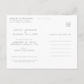 Winter Berken Kalligrafie Bruiloft Save the Date Aankondigingskaart (Achterkant)