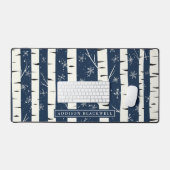 Winter Berken Tree Desk Mat en aangepaste naam (Keyboard & Muis)