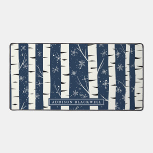 Winter Berken Tree Desk Mat en aangepaste naam