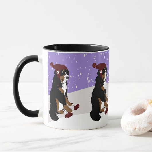 Winter Bernese Mountain Dog Mok (Met donut)