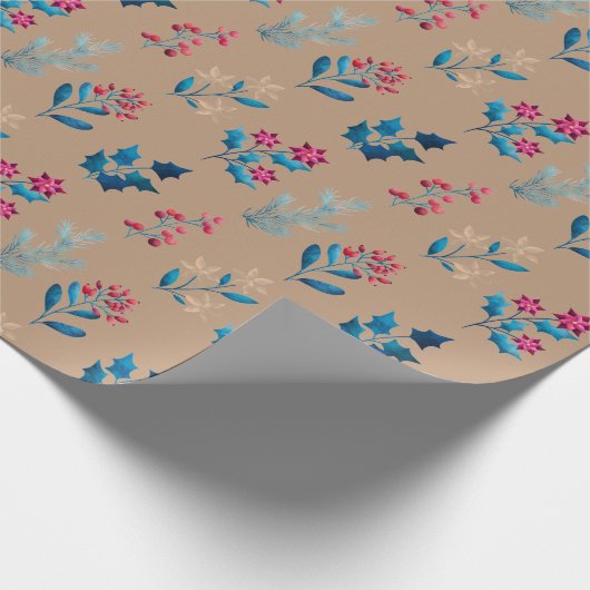 Winter berries and greenery Wrapping Paper roll Cadeaupapier (Hoek)