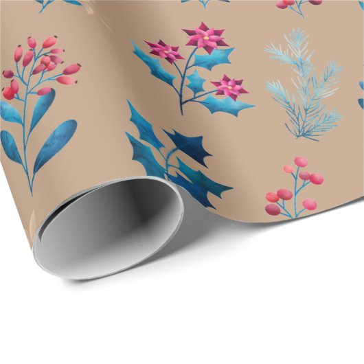 Winter berries and greenery Wrapping Paper roll Cadeaupapier (Rol Hoek)