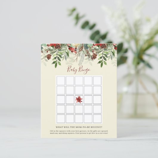 Winter Berries | Baby shower Bingo Game Card (Staand voorkant)