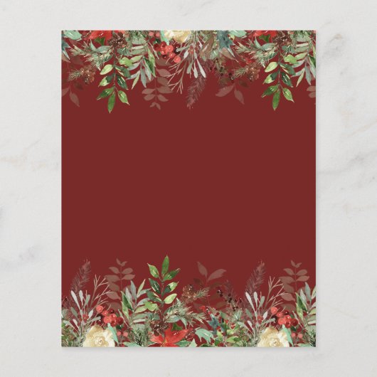 Winter Berries | Baby shower Bingo Game Card (Achterkant)