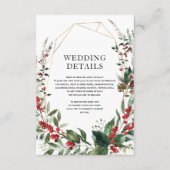Winter Berries Botanische Groen Wedding Details Informatiekaartje (Voorkant)