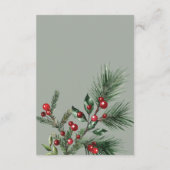 Winter Berries Botanische Groen Wedding Details Informatiekaartje (Achterkant)