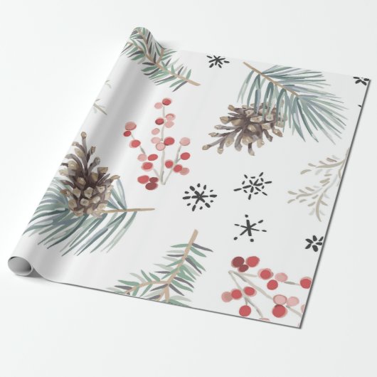 Winter Berries Cadeaupapier (Uitgerold)