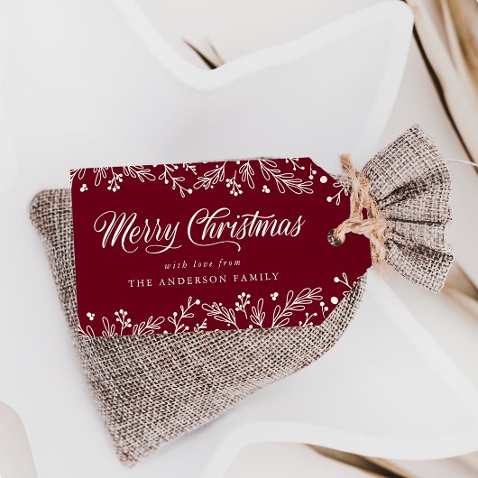 Winter Berries en Foliage Cranberry Holiday Cadeaulabel