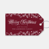 Winter Berries en Foliage Cranberry Holiday Cadeaulabel (Voorkant (Horizontaal))