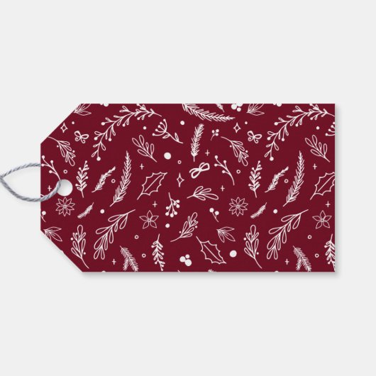 Winter Berries en Foliage Cranberry Holiday Cadeaulabel (Achterkant Horizontaal)