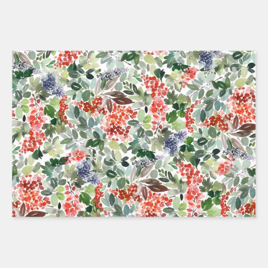 Winter Berries en Greenery Kerstmis  Inpakpapier Vel (Voorkant 3)