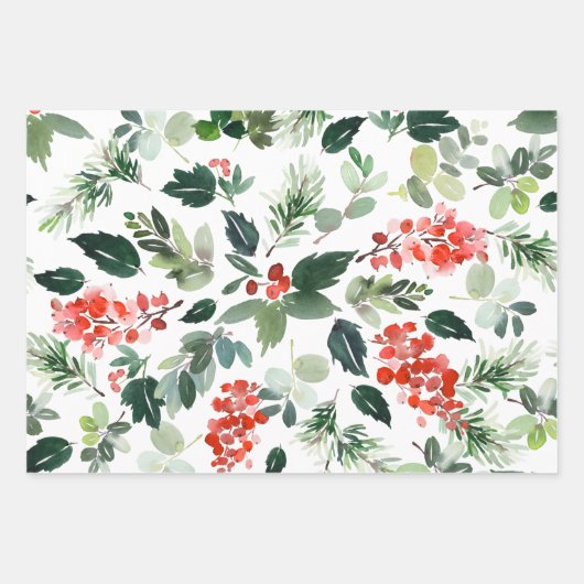 Winter Berries en Greenery Kerstmis Inpakpapier Vel (Voorkant 2)