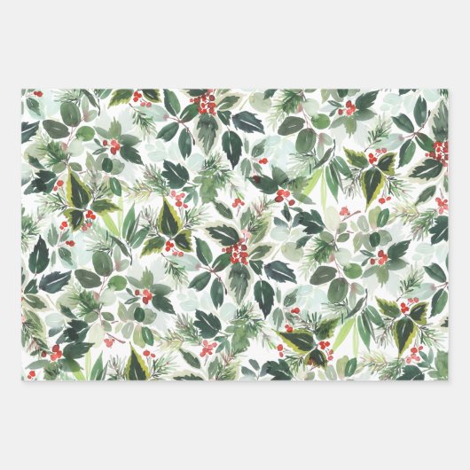 Winter Berries en Greenery Kerstmis  Inpakpapier Vel (Voorkant)