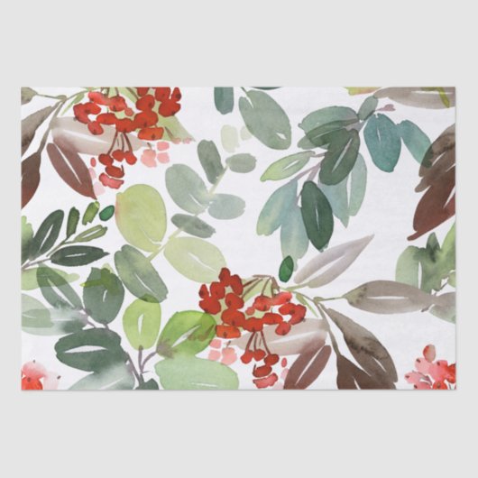 Winter Berries en Greenery-kerstpapier Tissuepapier (Voorkant)