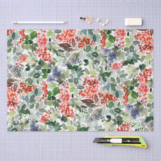 Winter Berries en Greenery-kerstpapier Tissuepapier (Craft)