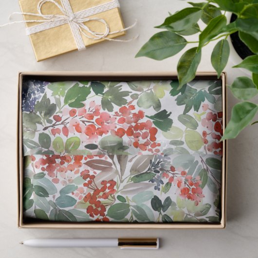 Winter Berries en Greenery-kerstpapier Tissuepapier (Geschenk)