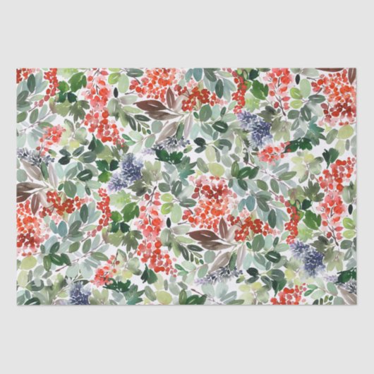 Winter Berries en Greenery-kerstpapier Tissuepapier (Voorkant)