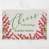 Winter Berries en Greens Kerstkaas Mini Sparkling Wijnetiket (Enkel label)