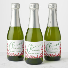 Winter Berries en Greens Kerstmis Cheer Mini Sparkling Wijnetiket