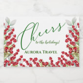 Winter Berries en Greens Kerstmis Cheer Mini Sparkling Wijnetiket (Enkel label)