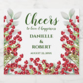 Winter Berries en Greens Merry Kerstmis Sparkling Wijnetiket (Enkel label)