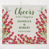 Winter Berries en Greens Merry Kerstmis Sparkling Wijnetiket (Enkel label)