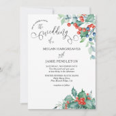 Winter Berries en Holly Waterverf Wedding Kaart (Voorkant)