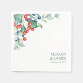 Winter Berries en Holly Wedding Napkins Servet (Voorkant)