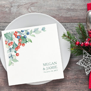 Winter Berries en Holly Wedding Napkins Servet