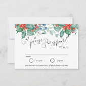 Winter Berries en Holly Wedding Website en RSVP Kaartje (Voorkant)