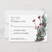 Winter Berries en Pine Greenery, geen maaltijdSVP- RSVP Kaartje (Voorkant)