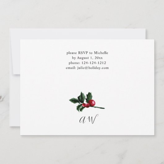 Winter Berries en Pine Greenery kerstfeest Kaart (Achterkant)