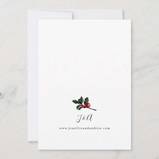 Winter Berries en Pine Greenery Wedding Kaart (Achterkant)