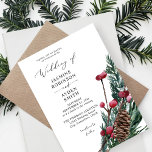 Winter Berries en Pine Greenery Wedding Kaart<br><div class="desc">Stuur je gasten een mooie trouwuitnodiging met je moderne winterBerries en Pine Greenery Wedding Invitation.</div>