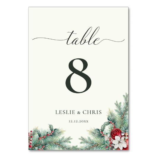 Winter Berries en Pine Greenery Wedding Kaart (Voorkant)