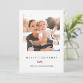 Winter Berries en Stripes Merry-kerstfoto Feestdagenkaart (Staand voorkant)