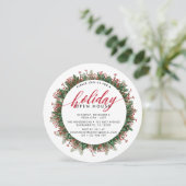 Winter Berries Festive Holiday Open House Kaart (Staand voorkant)