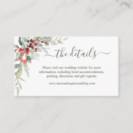 Winter Berries Foliage Wedding Details Website Informatiekaartje