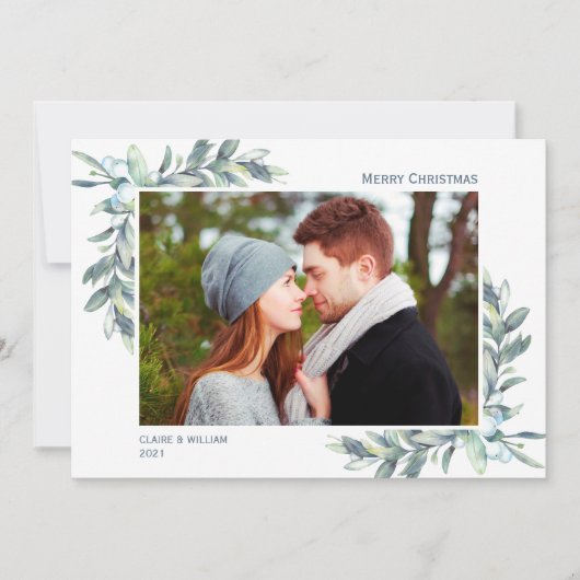 Winter Berries Fotokaart voor Kerstmis en Feestdag Feestdagenkaart (Voorkant)