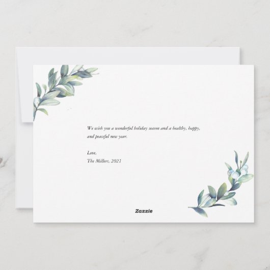 Winter Berries Fotokaart voor Kerstmis en Feestdag Feestdagenkaart (Achterkant)