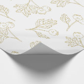 Winter Berries Gold White Kerstmis Cadeaupapier (Hoek)