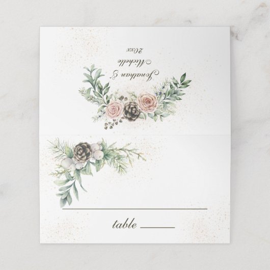 Winter Berries Greenery Design Plaatskaartje (Buitenkant ongevouwen)