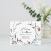 Winter Berries Greenery Holiday Wreatnew Address Aankondigingskaart (Staand voorkant)