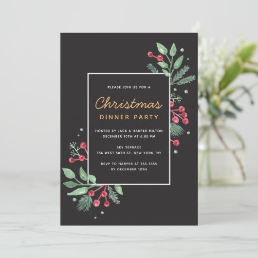 Winter Berries Greenery kerstfeestdag (Staand voorkant)