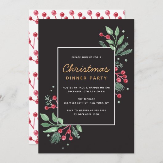 Winter Berries Greenery kerstfeestdag (Voorkant / Achterkant)