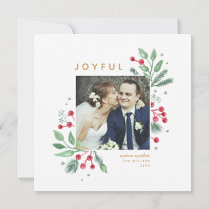 Winter Berries Greenery kerstfoto   Vierkant