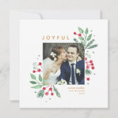 Winter Berries Greenery kerstfoto | Vierkant (Voorkant)