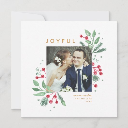 Winter Berries Greenery kerstfoto | Vierkant (Voorkant)