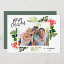 Winter Berries Greenery Lijst Fotokerstkaart